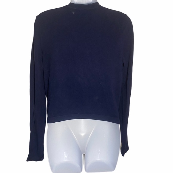 Anthro Monogram Navy Floral Lined Pocket Cardigan - Picture 3 of 5